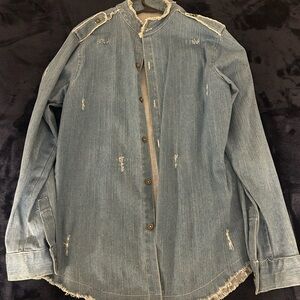 Old West Light Blue Distressed Shirt